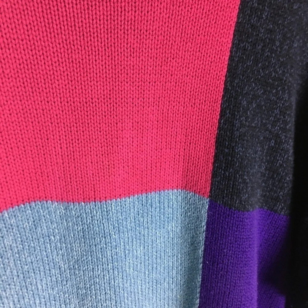 Vintage Chunky Abstract Color‎ Block Sweater L